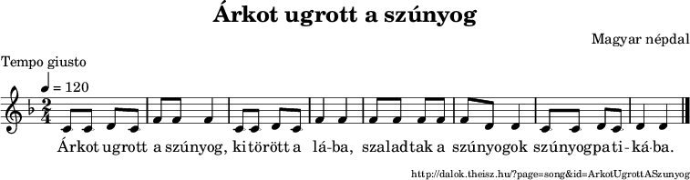 Árkot ugrott a szúnyog - kotta