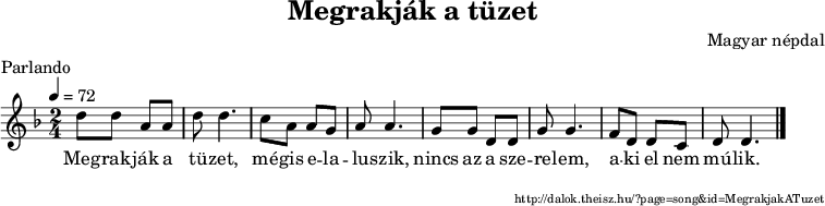 Megrakják a tüzet - kotta